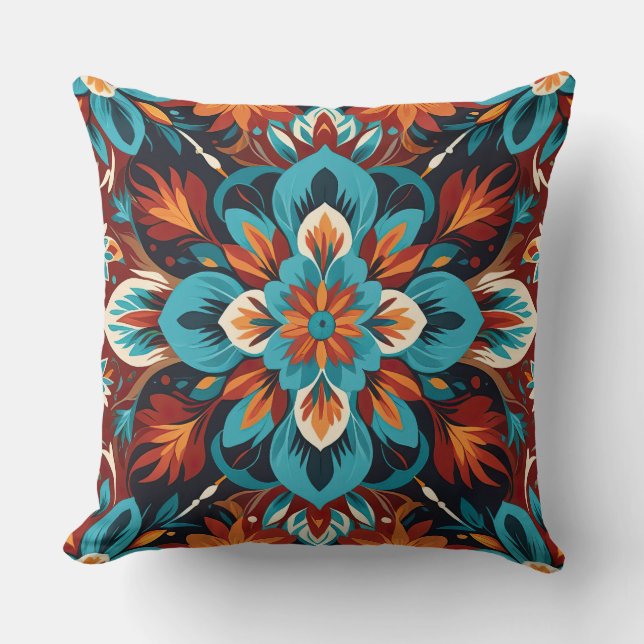 Fire and Flowers Throw Pillow (Front)