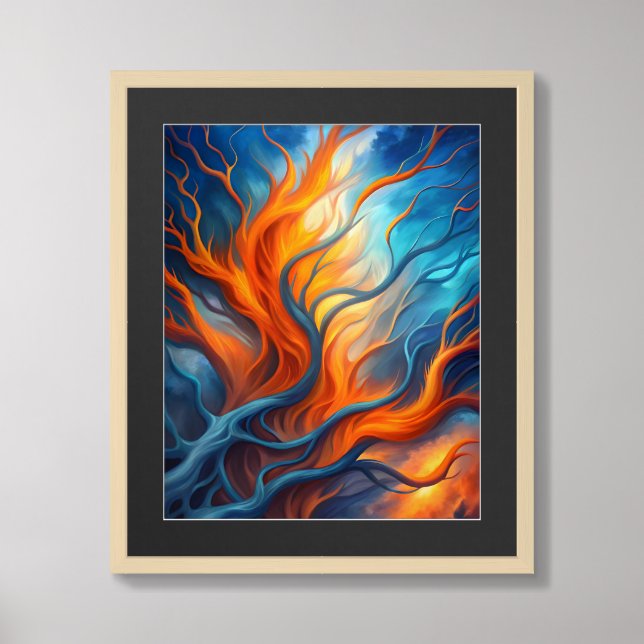Fire and Ice: A Dance of Nature Framed Art (Framed Front)