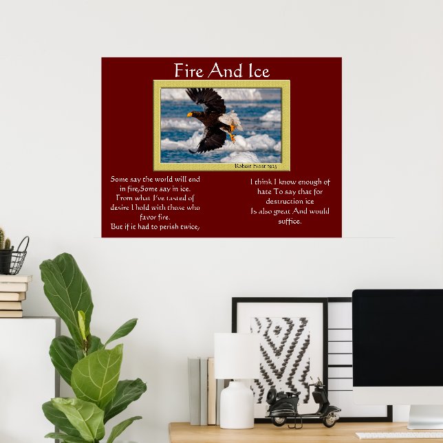 Fire And Ice Bald Eagle Over Snow Posters (Home Office)