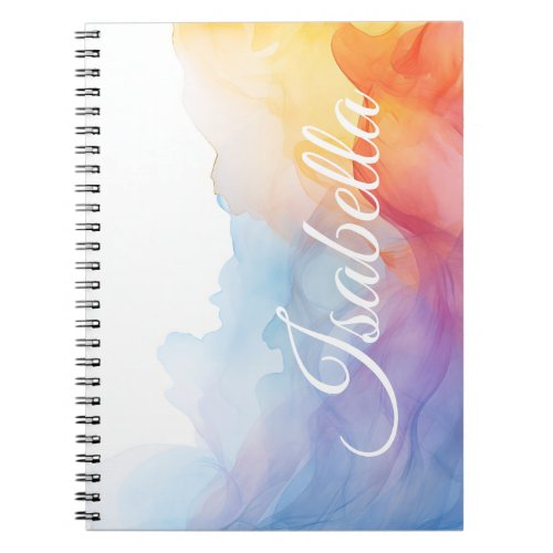 Fire and Ice Blue and Orange Ink Wash Notebook