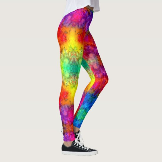 [Fire and Ice] Bright Bold Rainbow Tie-Dye Leggings