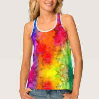 [Fire and Ice] Bright Bold Rainbow Tie-Dye Tank Top