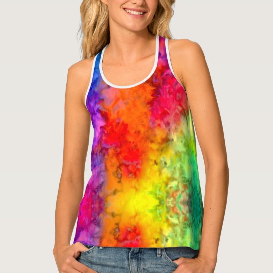 [Fire and Ice] Bright Bold Rainbow Tie-Dye Tank Top