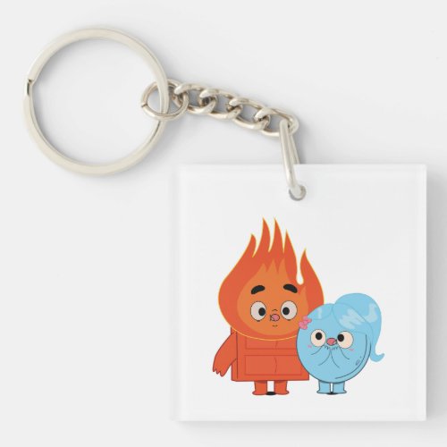 Fire And Ice Burning Funny Couple Choco Pancake Keychain