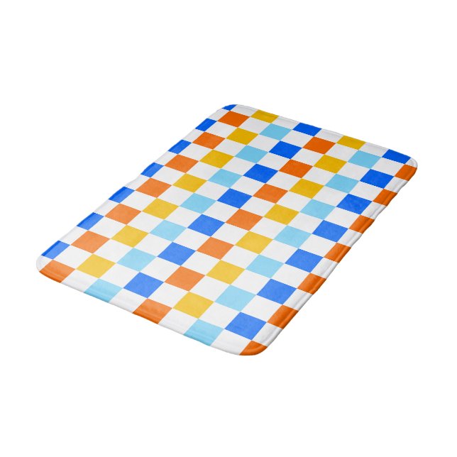 Fire and ice checkerboard pattern bath mat (Angled)