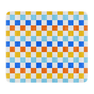 Fire and ice checkerboard pattern cutting board