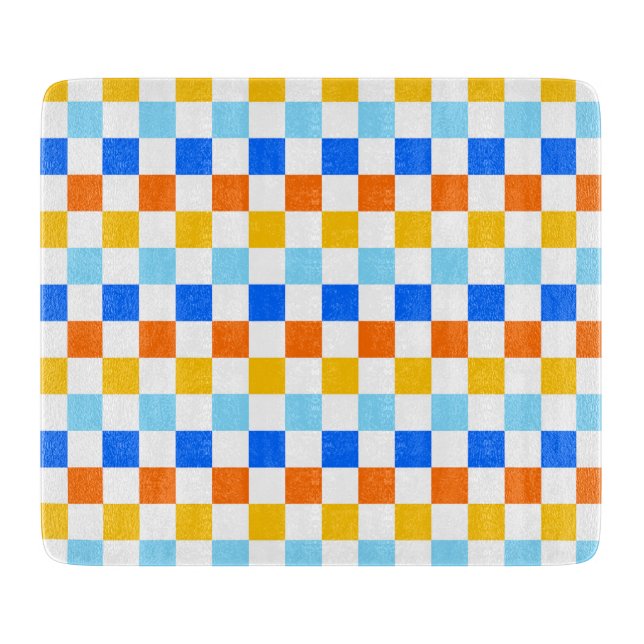 Fire and ice checkerboard pattern cutting board (Front)