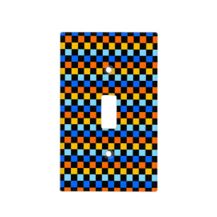 Fire and ice checkerboard pattern light switch cover