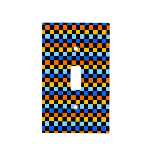 Fire and ice checkerboard pattern light switch cover (Front)