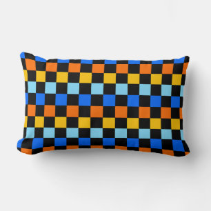 Fire and ice checkerboard pattern lumbar pillow