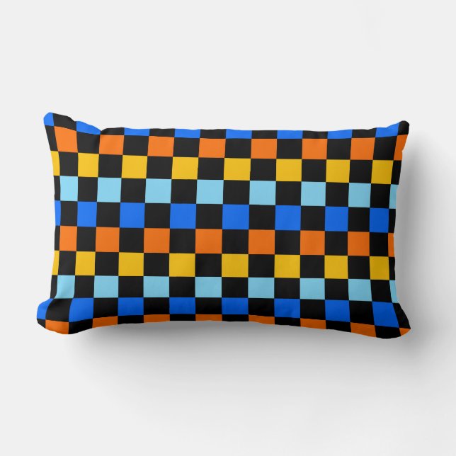 Fire and ice checkerboard pattern lumbar pillow (Front)