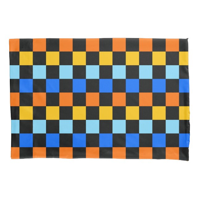 Fire and ice checkerboard pattern pillow case (Front-Left)