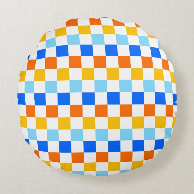 Fire and ice checkerboard pattern round pillow (Front)