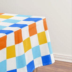 Fire and ice checkerboard pattern tablecloth