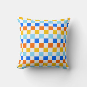 Fire and ice checkerboard pattern throw pillow