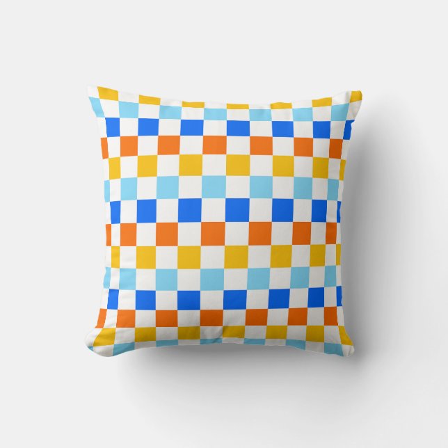 Fire and ice checkerboard pattern throw pillow (Front)