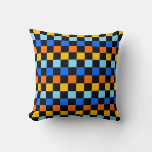 Fire and ice checkerboard pattern throw pillow