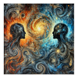 Fire and Ice Cosmic Abstract Duality Design Acrylic Print