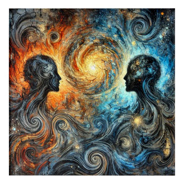 Fire and Ice Cosmic Abstract Duality Design Acrylic Print (Front)