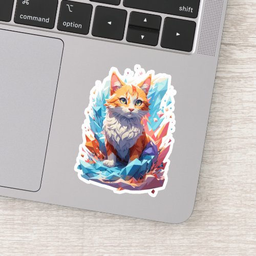 Fire and Ice Cute Cat Design Sticker