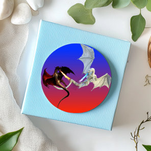 Fire and Ice Dragons Red White Fire Breathing Classic Round Sticker