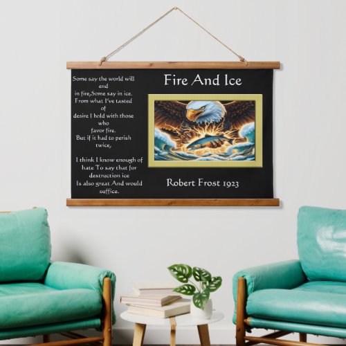 Fire And Ice Eagle Capturing Prey  Hanging Tapestry