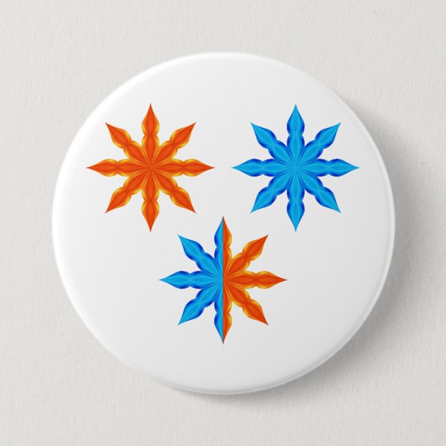 Fire and Ice Eight Point Stars Button (Front)