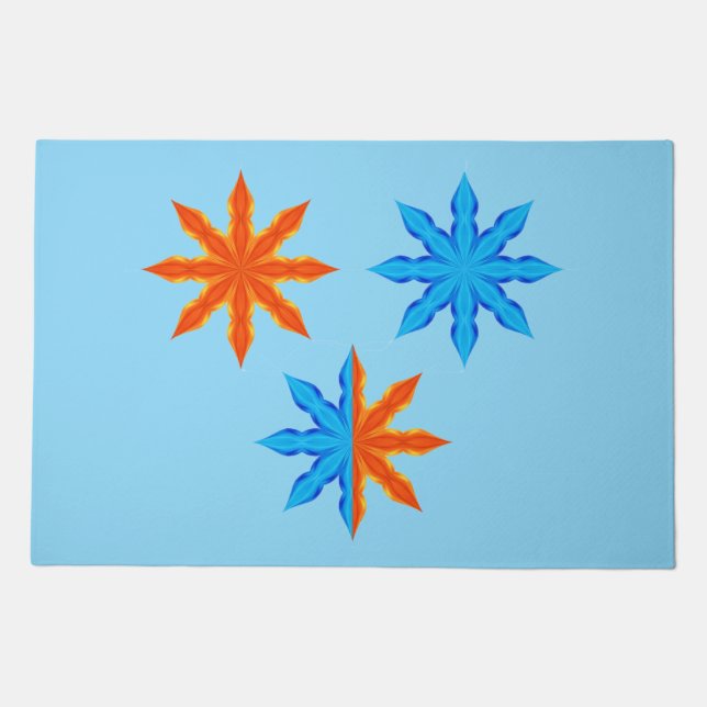Fire and Ice Eight Point Stars Doormat (Front)