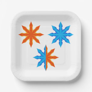 Fire and Ice Eight Point Stars Paper Plates