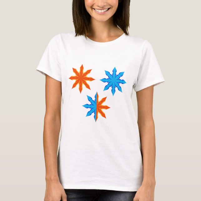 Fire and Ice Eight Point Stars T-Shirt (Front)