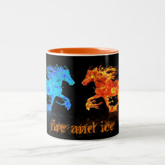 Fire and Ice Horses Two-Tone Coffee Mug