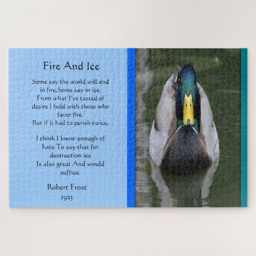 Fire And Ice Mallard Duck In Water Jigsaw Puzzle