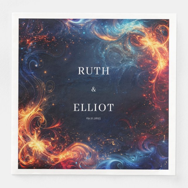 Fire and Ice Nebula Celestial Swirl Abstract Paper Dinner Napkins (Front)