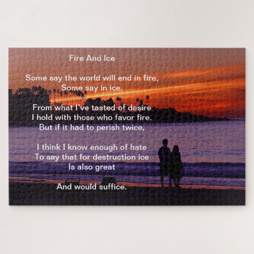 Fire And Ice Over A Burning Sunset Beach Jigsaw Puzzle
