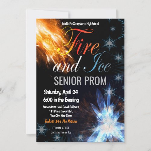 Fire and Ice Prom High School Dance Invitation