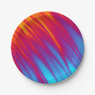 Fire and Ice - Red Blue Yellow Stripe Swoosh Paper Plates