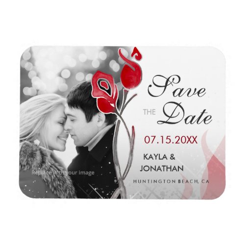 Fire and Ice Save the Date Magnets  Red Roses