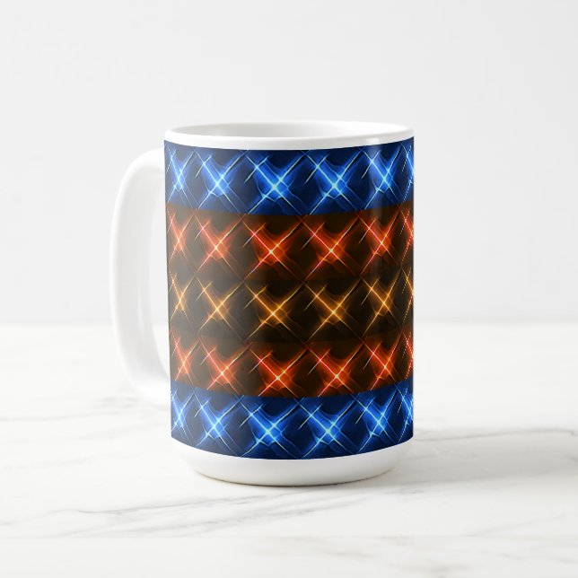 Fire and Ice Star Pattern Coffee Mug (Front Left)