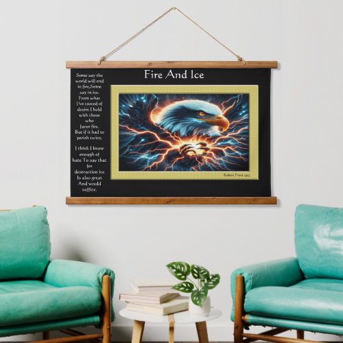 Fire And Ice Stormy Majesty Eagles  Hanging Tapestry