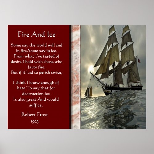 Fire And Ice With Ocean Sail Boat Posters