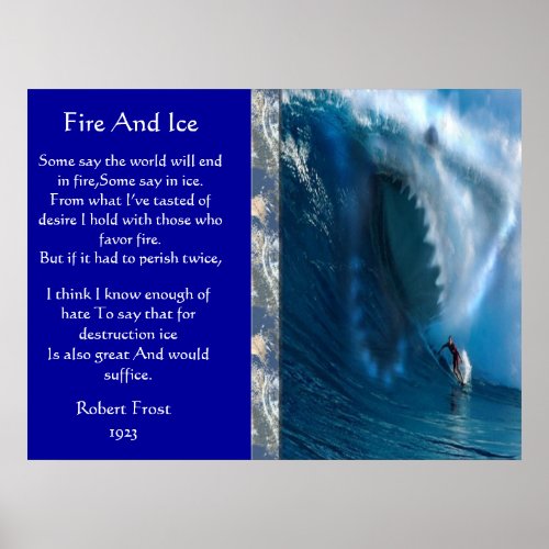 Fire And Ice With Ocean silhouette Posters