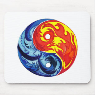 Download Agua-fogo - Cool Funny Yin Yang Symbol In Fire Usepad Gaming Mouse  PNG Image with No Background 