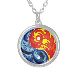 Fire and Ice Yin-Yang Silver Plated Necklace