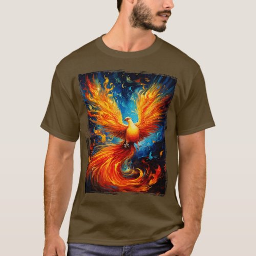 Fire and Phoenix Mythical Bird Rising Born Again  T_Shirt