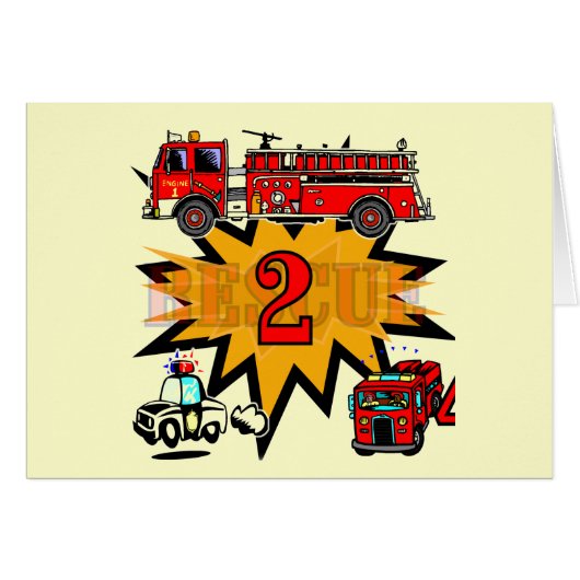 Fire and Rescue 2nd Birthday Tshirts and Gifts (Front Horizontal)