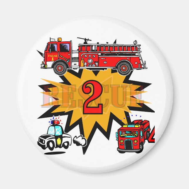 Fire and Rescue 2nd Birthday Tshirts and Gifts Magnet (Front)