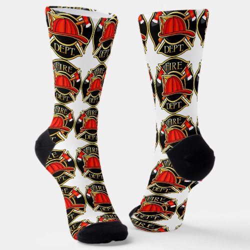 Fire and Rescue Emblem White Socks