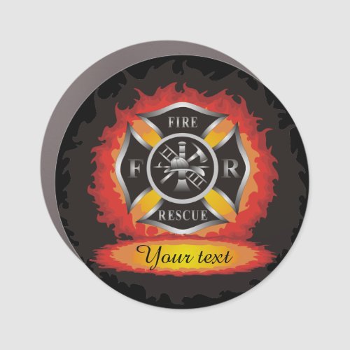 Fire and Rescue Flames Firefighter Car Magnet