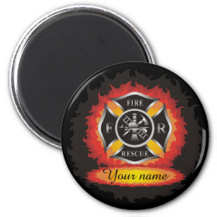 Fire and Rescue Flames Firefighter Magnet
