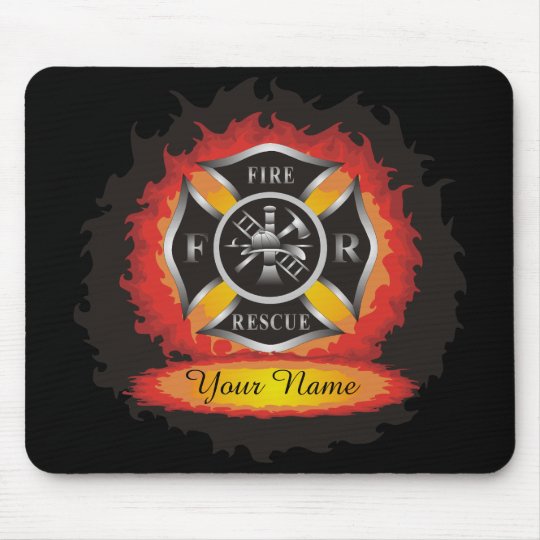 Fire and Rescue Flames Firefighter Mouse Pad | Zazzle.com